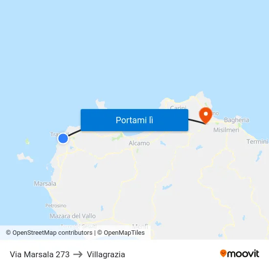 Via Marsala 273 to Villagrazia map