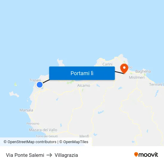 Via Ponte Salemi to Villagrazia map