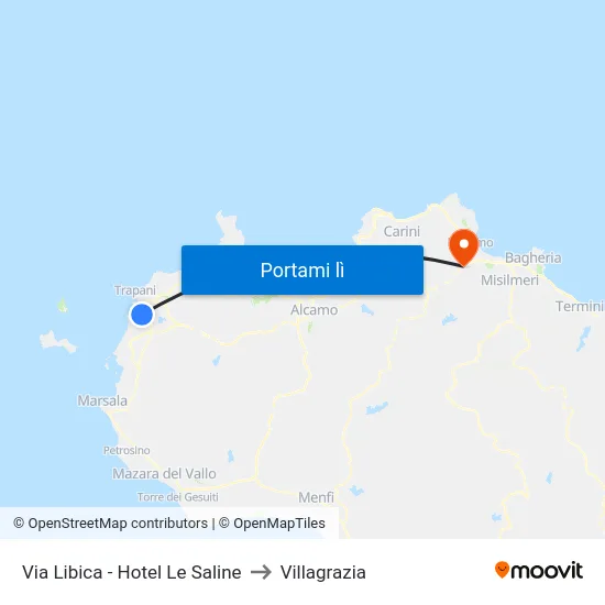 Via Libica - Hotel Le Saline to Villagrazia map