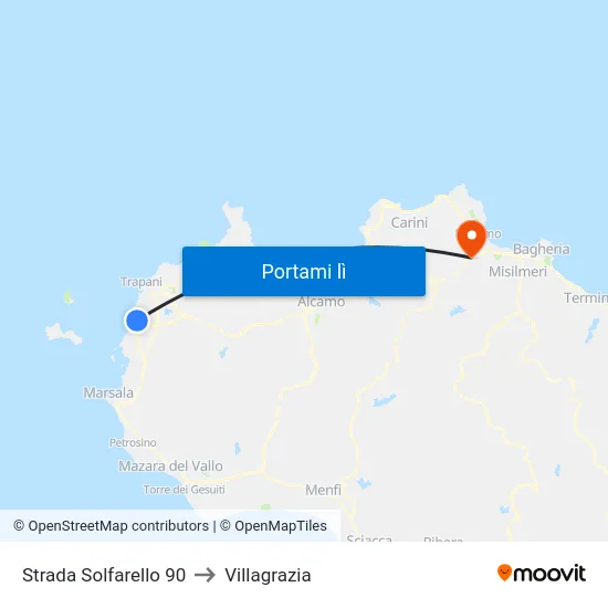 Strada Solfarello 90 to Villagrazia map