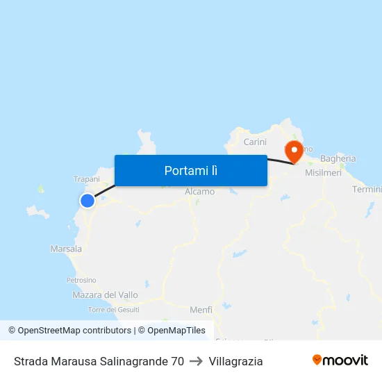 Strada Marausa Salinagrande 70 to Villagrazia map