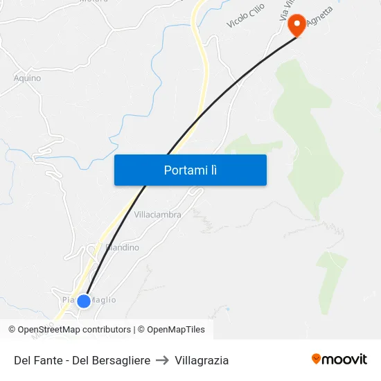 Del Fante - Del Bersagliere to Villagrazia map