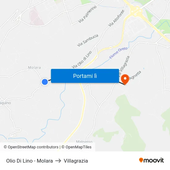 Olio Di Lino - Molara to Villagrazia map