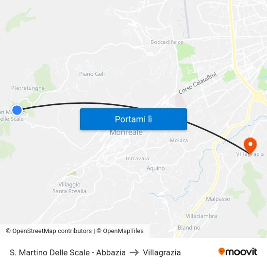 S. Martino Delle Scale - Abbazia to Villagrazia map