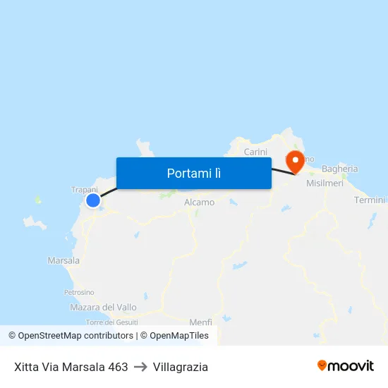Xitta Via Marsala 463 to Villagrazia map