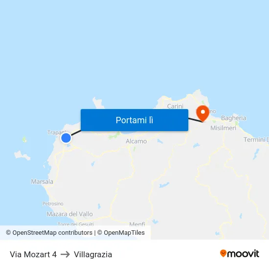 Via Mozart 4 to Villagrazia map