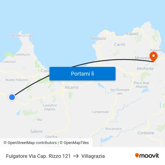 Fulgatore Via Cap. Rizzo 121 to Villagrazia map