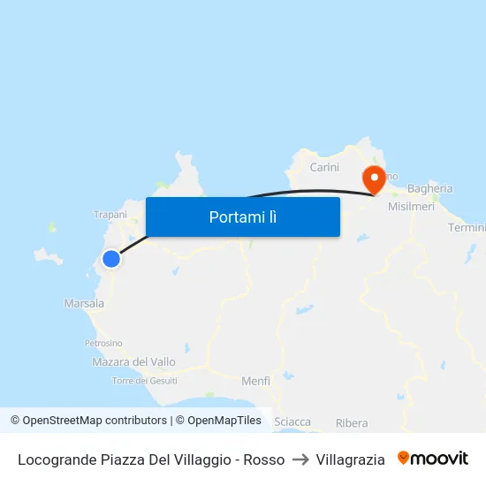 Locogrande Piazza Del Villaggio - Rosso to Villagrazia map