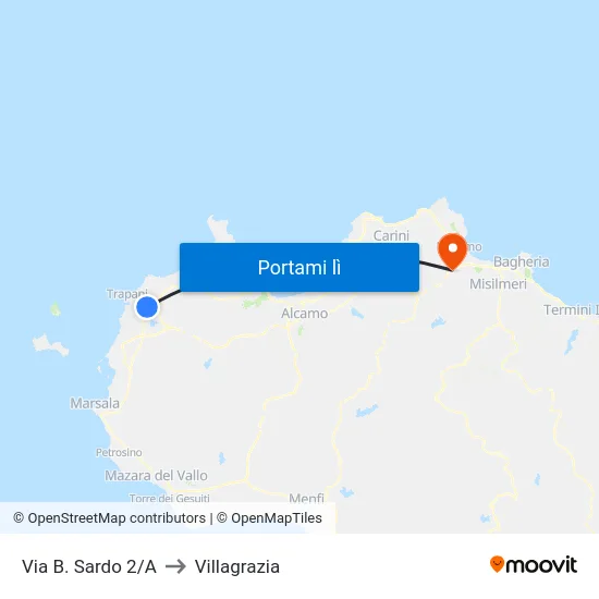 Via B. Sardo 2/A to Villagrazia map