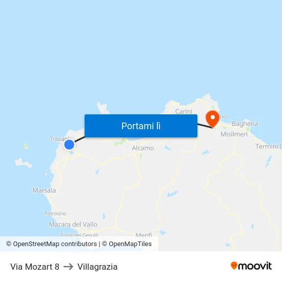 Via Mozart 8 to Villagrazia map