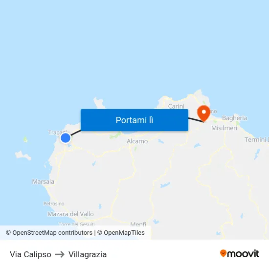 Via Calipso to Villagrazia map