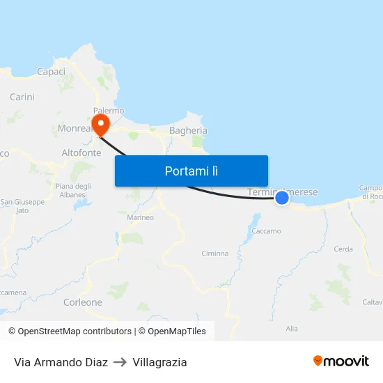 Via Armando Diaz to Villagrazia map