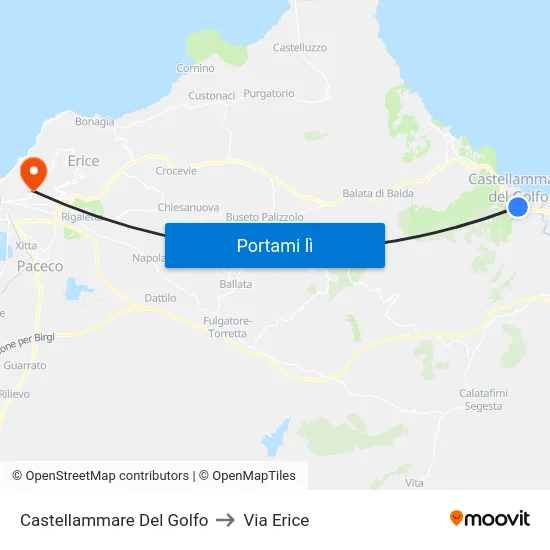 Castellammare Del Golfo to Via Erice map
