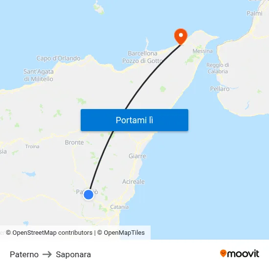 Paterno to Saponara map