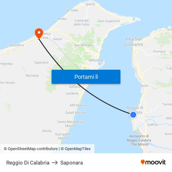 Reggio Di Calabria to Saponara map