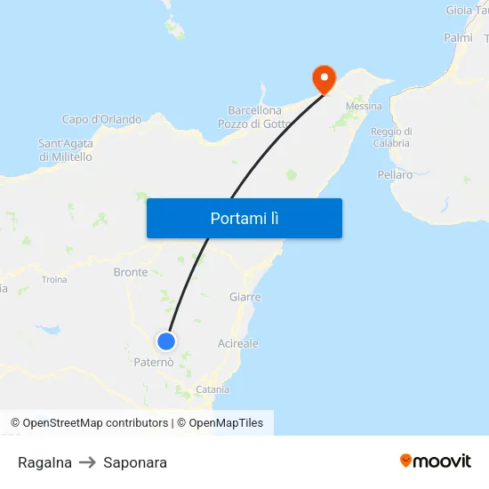 Ragalna to Saponara map