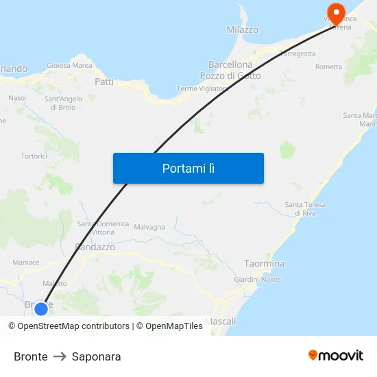 Bronte to Saponara map