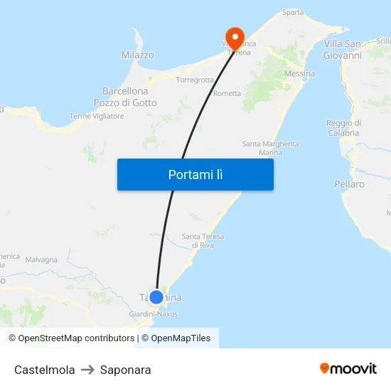 Castelmola to Saponara map