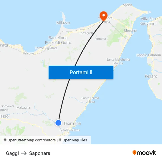 Gaggi to Saponara map