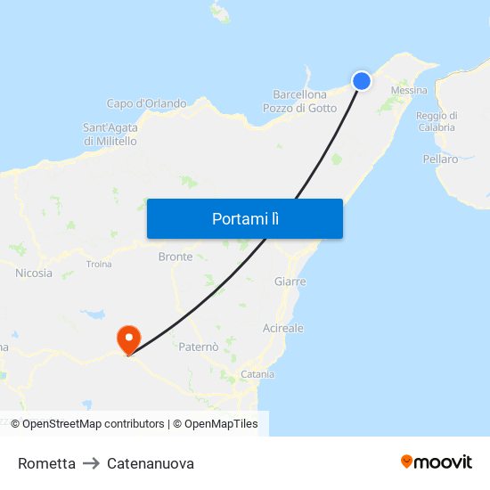Rometta to Catenanuova map