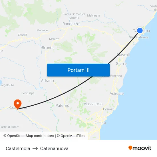 Castelmola to Catenanuova map