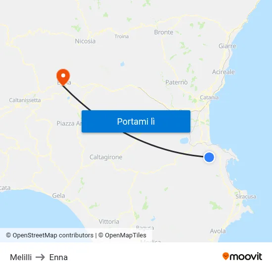 Melilli to Enna map