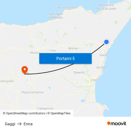 Gaggi to Enna map