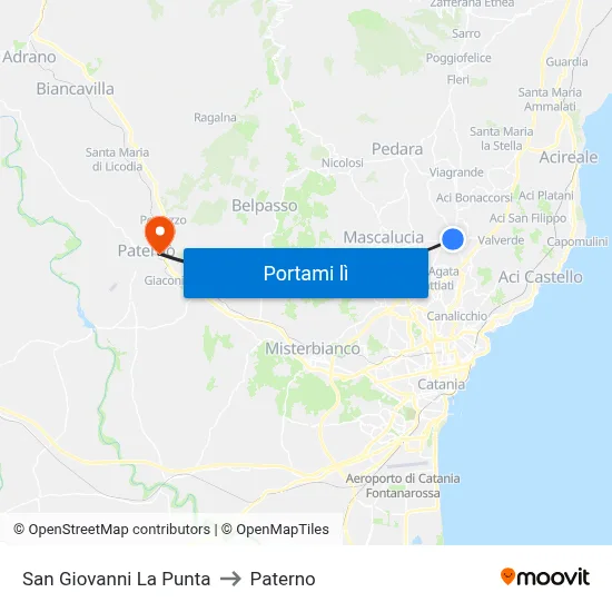 San Giovanni La Punta to Paterno map