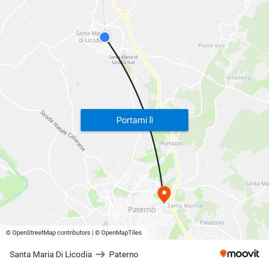 Santa Maria Di Licodia to Paterno map