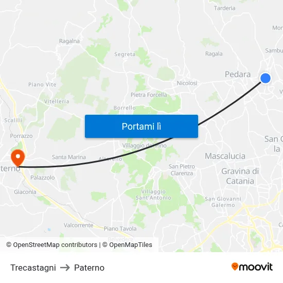 Trecastagni to Paterno map