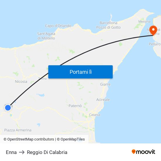 Enna to Reggio Di Calabria map