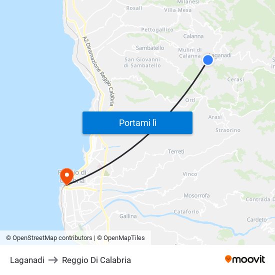 Laganadi to Reggio Di Calabria map