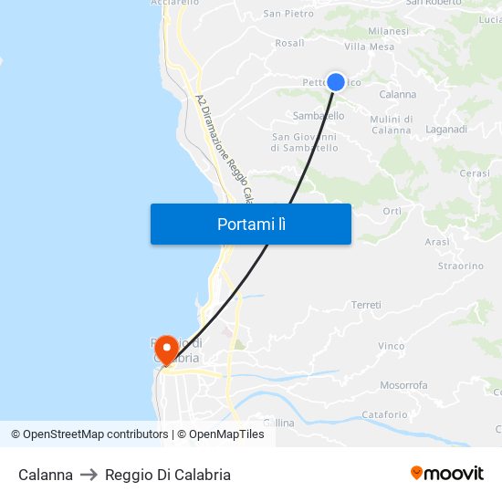 Calanna to Reggio Di Calabria map
