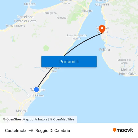 Castelmola to Reggio Di Calabria map