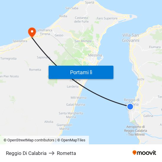 Reggio Di Calabria to Rometta map