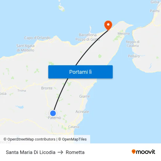 Santa Maria Di Licodia to Rometta map