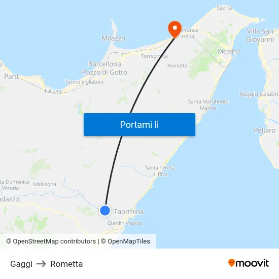 Gaggi to Rometta map