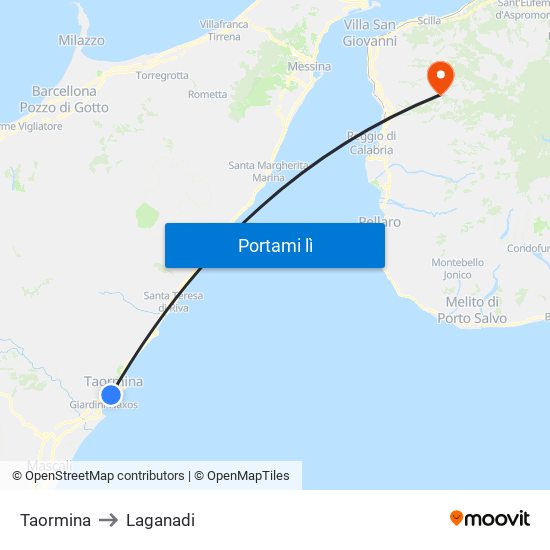 Taormina to Laganadi map