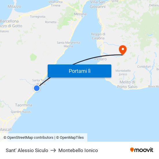 Sant' Alessio Siculo to Montebello Ionico map