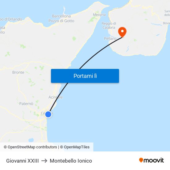 Giovanni XXIII to Montebello Ionico map