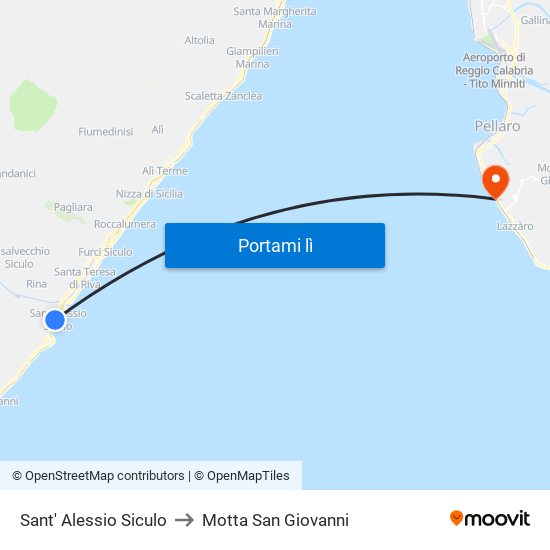 Sant' Alessio Siculo to Motta San Giovanni map