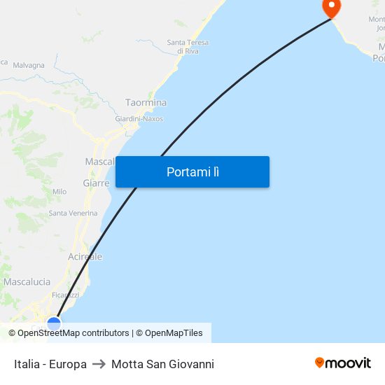 Italia - Europa to Motta San Giovanni map