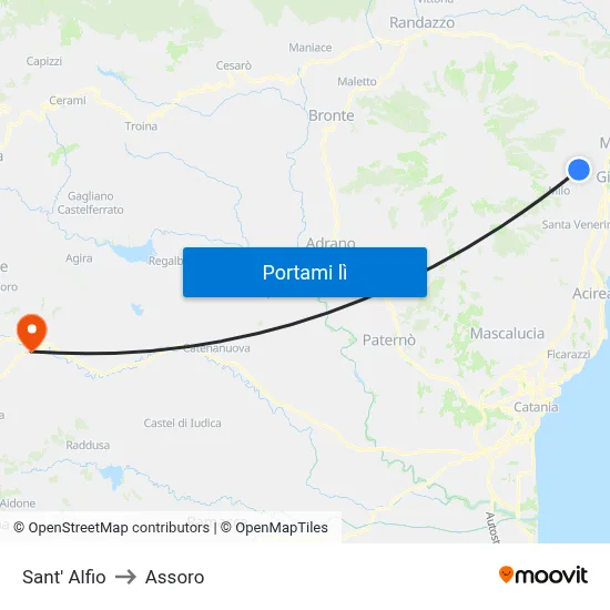 Sant' Alfio to Assoro map