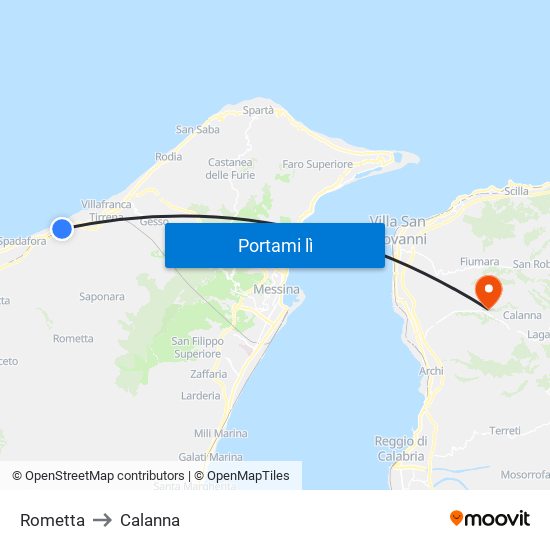 Rometta to Calanna map