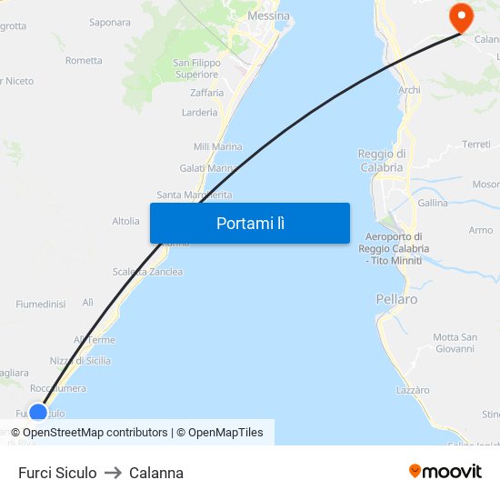 Furci Siculo to Calanna map