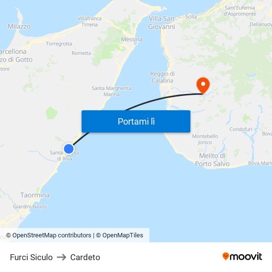 Furci Siculo to Cardeto map