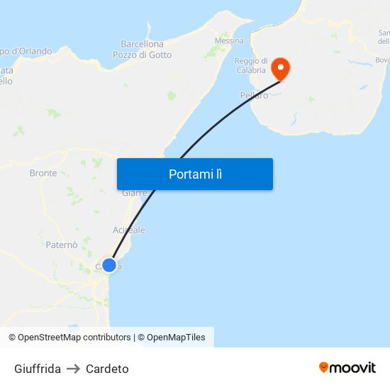 Giuffrida to Cardeto map