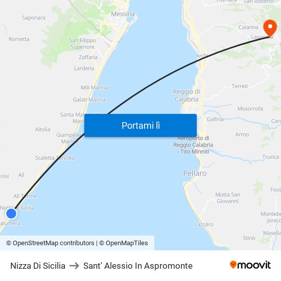 Nizza Di Sicilia to Sant' Alessio In Aspromonte map