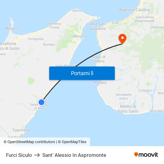 Furci Siculo to Sant' Alessio In Aspromonte map