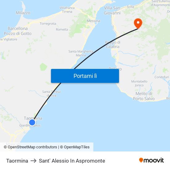 Taormina to Sant' Alessio In Aspromonte map